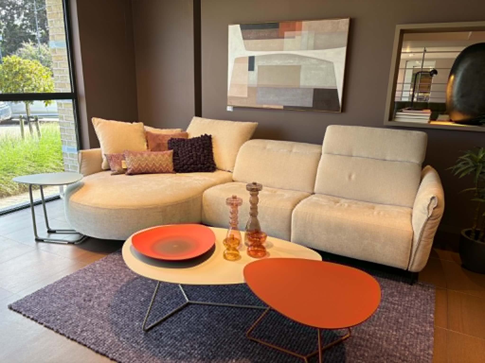 Hoekbank stof met 1 electrische relaxfunctie - Nibema