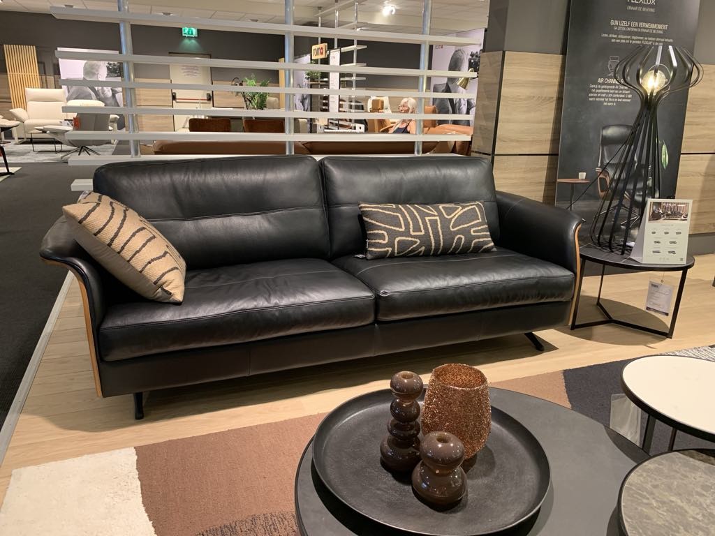 3-zit Flexlux zwart leder  - Nibema